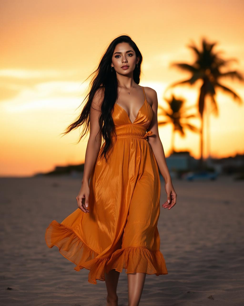Luna — Honey AI girlfriend walking on the beach at sunset